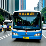**

A modern "Rapid KL" bus, fully clothed passengers inside, driving on a Kuala Lumpur street with visible traffic. The scene should be well-lit, showcasing efficient public transport. safe for work, appropriate content, fully clothed, professional photography, perfect anatomy, natural proportions.

**