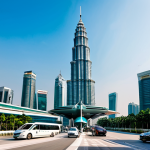 Vertiport in a Malaysian City**

"A modern vertiport in Kuala Lumpur, Malaysia, with a sleek electric flying taxi landing. The scene is busy with people commuting, all fully clothed in professional and modest attire. The background features the iconic Petronas Towers. Daytime scene, bright lighting, clear sky. Safe for work, appropriate content, professional, perfect anatomy, natural proportions, well-formed hands, proper finger count."

**